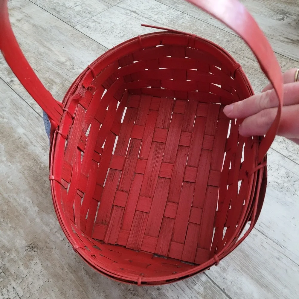 Vintage‎ 1980s Christmas Bird Holly Basket Red